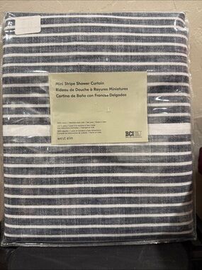 West Elm Gray and White Mini Stripe Shower Curtain